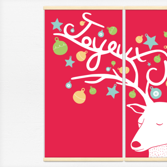 Kakémonos décoratifs avec l’illustration Joyeux Noël du renne