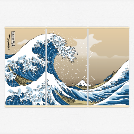 Kakémonos décoratifs avec l’illustration vague hokusai