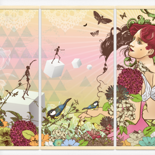 Kakémonos décoratifs avec l’illustration nature feminine