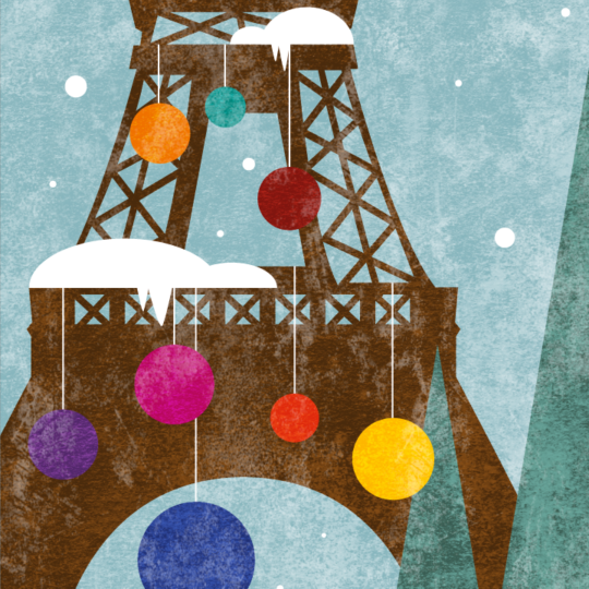 zoom sur l’illustration Tour Eiffel de Noël